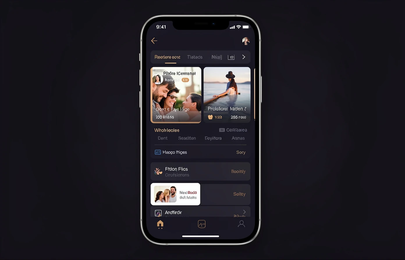 Smartphone with clean search cards and filters